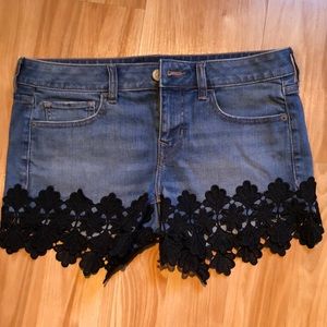 Express Lace Trim Jean Shorts